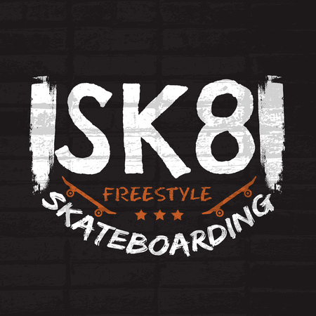 Creative quote typographical background about skateboard in minimalistic style with grunge vintage fonts. Template for card poster banner print for t-shirt.のイラスト素材