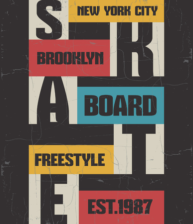Creative quote typographical background about skateboard in minimalistic style with grunge vintage fonts. Template for card poster banner print for t-shirt.のイラスト素材