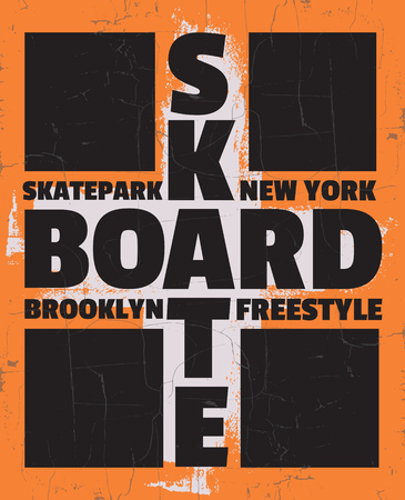 Creative quote typographical background about skateboard in minimalistic style with grunge vintage fonts. Template for card poster banner print for t-shirt.のイラスト素材