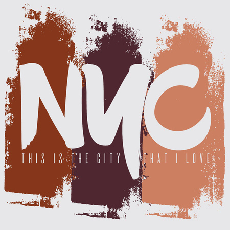 Quote typographical background " NYC this is the city that i love" in minimalistic style with grunge texture. Template for card poster banner print for t-shirt.のイラスト素材