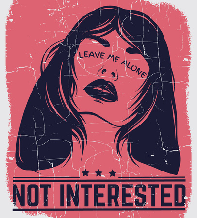 Vector illustration with portrait of woman with inscription instead eyes made in hand drawn style. Template for card, poster, banner, print for t-shirt.のイラスト素材