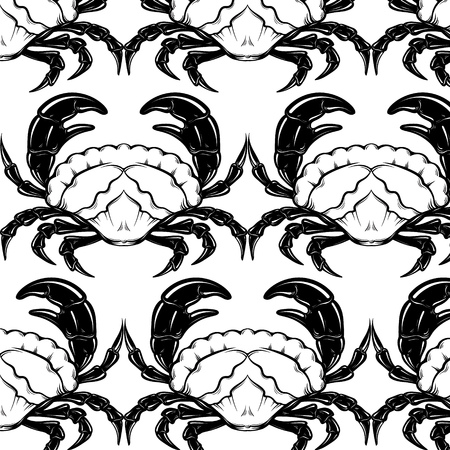 Vector pattern with  hand drawn  illustration of crab in realistic style isolated.  Hand sketched artwork with animal. Tattoo art.  Template for card poster banner print for t-shirt.のイラスト素材