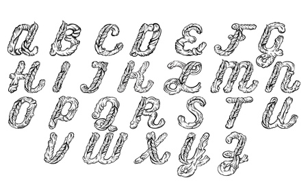 Fairy hand drawn  cute font in baroque style. Unique lettering with curls, swirls, scrolls.  Hand written type for cards poster banner print.のイラスト素材