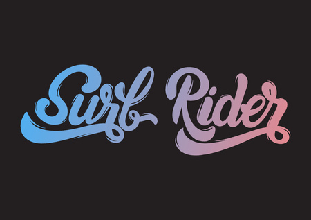 Surf Rider. Vector handwritten unique lettering. Template for card, poster, banner, print for t-shirt.のイラスト素材