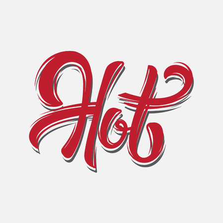 Hot. Vector handwritten lettering. Template for card, poster, banner, print for t-shirt and badge.のイラスト素材