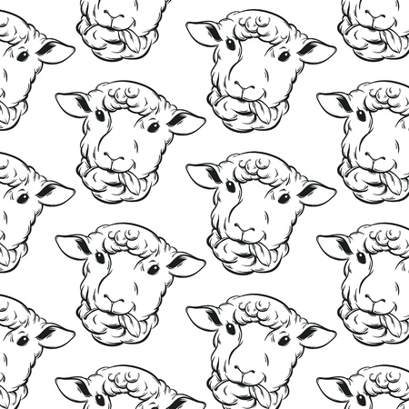 Vector pattern with hand drawn sheeps. Template for card, poster, banner, print for t-shirt.のイラスト素材