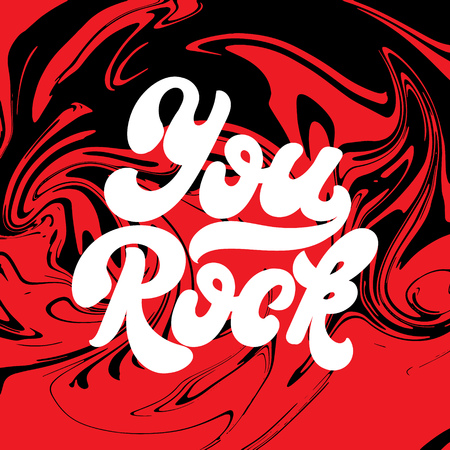 You rock. Vector handwritten lettering made in 90's style with creative liquid texture. Template for card, poster, banner, label,  print for t-shirt.のイラスト素材