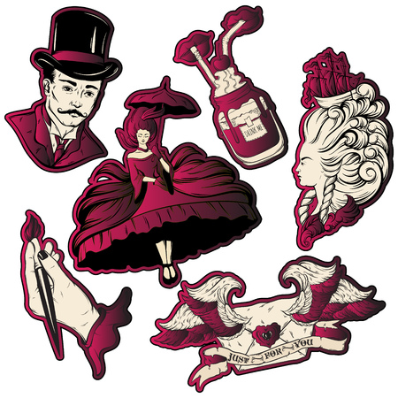 Set of hand drawn unique illustration.のイラスト素材