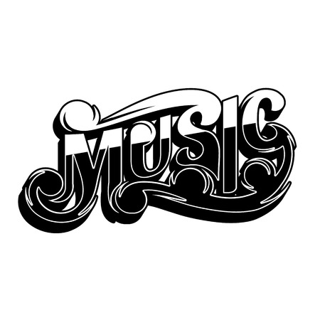 Music. Vector handwritten lettering. Template for card, poster, banner, print for t-shirt, placardのイラスト素材