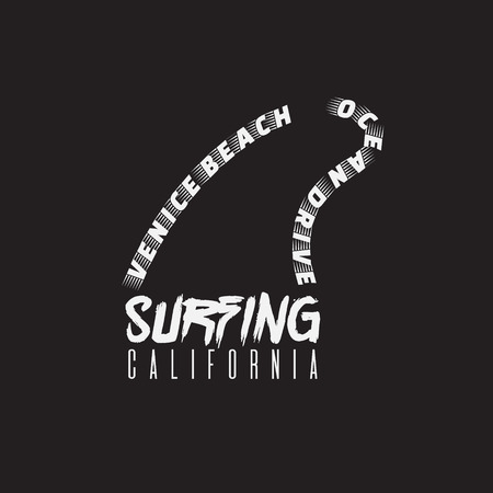 Creative quote typographical background surfing . Placard with vintage texture and handwritten lettering. Template for card, poster, banner, print for t-shirt.のイラスト素材