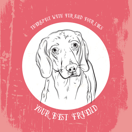 Vector hand drawn realistic illustration of beagle. Portrait of sad dog with sorry eyes. Template for card poster banner and print for t-shirt.のイラスト素材