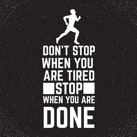 Quote typographicak background about sport with illustration of runner made in realistic silhouette style. Template for card poster banner flyer print for t-shirtのイラスト素材