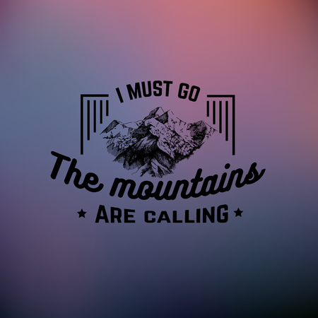 I must go. The mountains are calling. Vector quote typographical background about mountains with sketch. Hand drawn illustration. Template for card banner poster.のイラスト素材