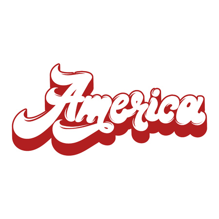 America. Vector handwritten lettering isolated. Template for card, poster, banner, label, pin, badge, print for t-shirt. のイラスト素材