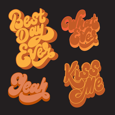  Vector handwritten lettering isolated made in 90's style. Template for card, poster, banner, print for t-shirt, pin and badge.のイラスト素材