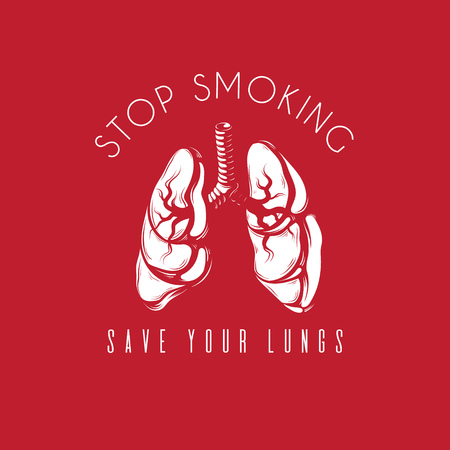 Stop smoking, save your lungs. Vector hand drawn realistic illustration of lungs isolated. Template for card, poster, banner, print for t-shirt.のイラスト素材