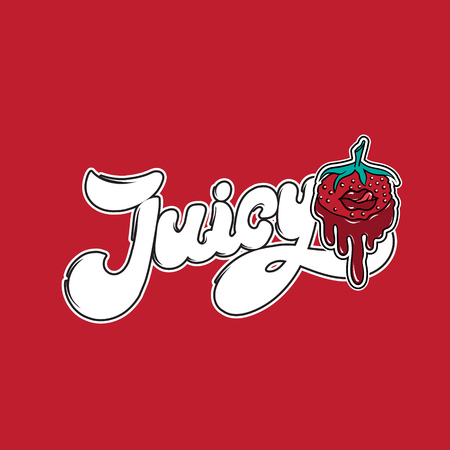 Juicy. Handwritten lettering. Template for card, poster. banner, print for t-shirt, pin, badge, patch.のイラスト素材