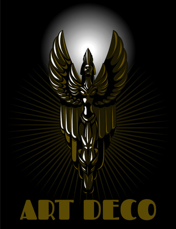Vector hand drawn illustration of woman made in art deco style isolated. Template for card, poster. banner, print for t-shirt, pin, badge, patch.のイラスト素材