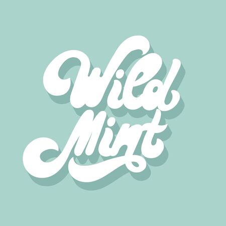 Wild mint. Vector hand drawn lettering isolated. Template for card, poster, banner, print for t-shirt, pin, badge, patch.のイラスト素材