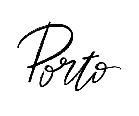 Porto. Vector hand drawn lettering  isolated. Template for card, poster, banner, print for t-shirt, pin, badge, patch.のイラスト素材