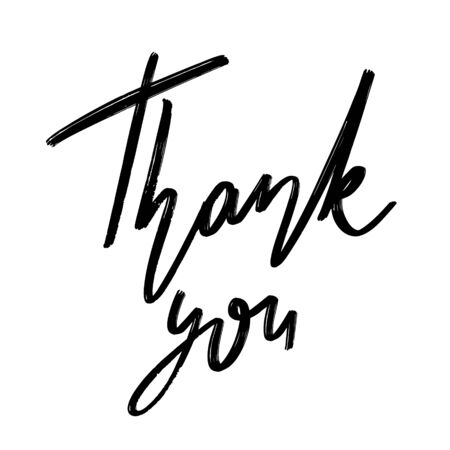 Thank you . Vector hand drawn lettering  isolated. Template for card, poster, banner, print for t-shirt, pin, badge, patch.のイラスト素材