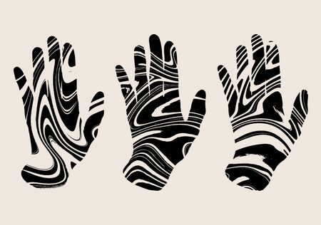 Vector hand drawn illustration of human hands isolated. Tattoo surreal artwork. Template for card, poster, banner, print for t-shirt, pin, badge, patch.のイラスト素材