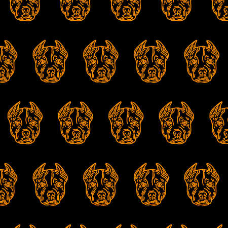 pattern with hand drawn illustration of dog isolated. Tattoo artwork. Template for card, poster, banner, print for t-shirt, pin, badge, patch.のイラスト素材