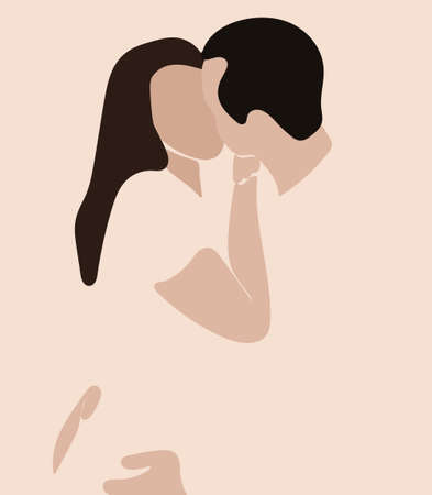 Vector hand drawn minimalistic illustration of family. Creative artwork. Template for card, poster, banner, print for t-shirt, pin, badge, patch.のイラスト素材