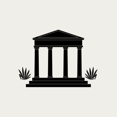 Vector hand drawn minimalistic illustration. Creative artwork with temple. Template for card, poster, banner, print for t-shirt, pin, badge, patch.のイラスト素材