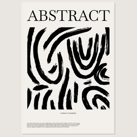 abstract. Aesthetic of simplicity. Vector hand drawn minimalistic placard with illustration. creative abstract artwork. Template for card, poster, banner, print for t-shirt, pin, badge, patch.のイラスト素材