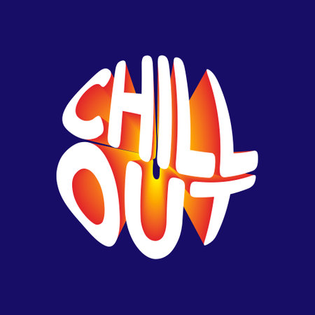Chill out. Vector 3D lettering isolated. Template for card, poster, banner, print for t-shirt, pin, badge, patch.のイラスト素材