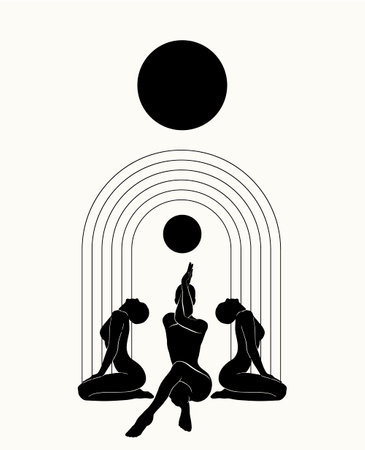 Vector minimalistic poster with illustration. Creative abstract artwork with hand drawn silhouette. Template for card, poster, banner, print for t-shirt, pin, badge, patch.のイラスト素材