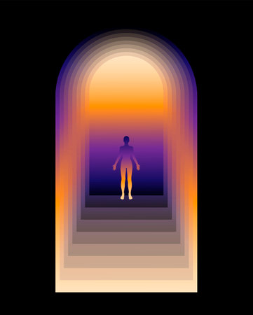 Vector minimalistic poster with illustration. Creative abstract artwork with silhouette in 80s style. Template for card, poster, banner, print for t-shirt, pin, badge, patch.のイラスト素材