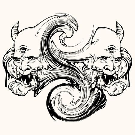 Vector hand drawn surreal illustration. creative artwork. Template for card, poster, banner, print for t-shirt, pin, badge, patch.のイラスト素材