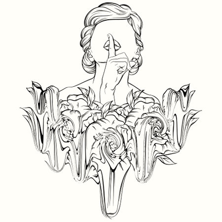 Vector hand drawn surreal illustration. creative artwork. Template for card, poster, banner, print for t-shirt, pin, badge, patch.のイラスト素材