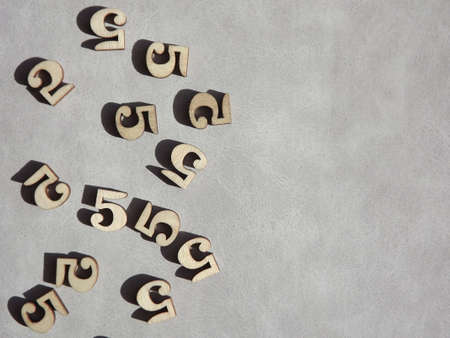 the number 5 on a gray background for teaching children. High quality photoの写真素材