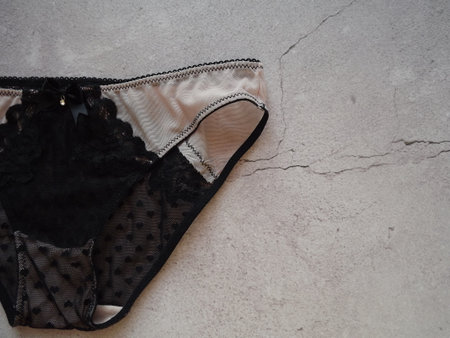 Black and white guipure sexy women's panties. high quality photo
