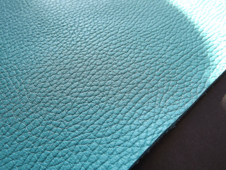 Genuine leather and genuine suede turquoise blue close-up as background. High quality photo