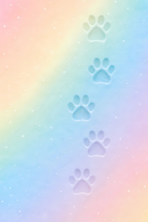 Paw Prints on Rainbow Background. Vector Illustration EPS10の素材