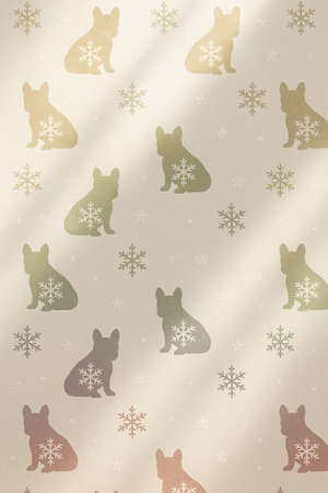 Seamless pattern with silhouettes of cats and snowflakesの素材