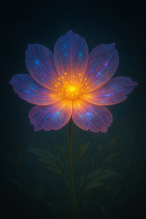 Cosmos flower in the dark. Colorful Cosmos flower in the dark.の素材