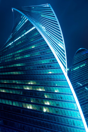Close-up of modern office buildingsの写真素材
