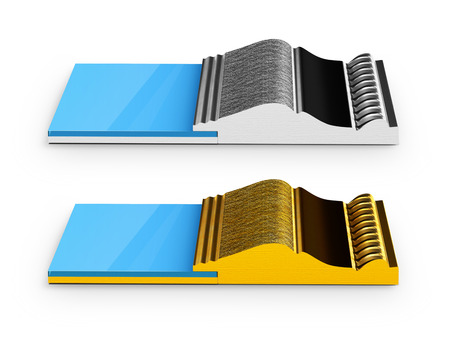 Two Sections of gold and silver bagetsの写真素材