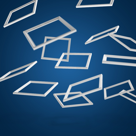 Stack of White fallen bagets on blue backgroundの写真素材