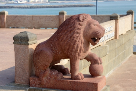 Lion statue  Swami Vivekananda memorial  Kanyakumari, Tamilnadu, India の写真素材