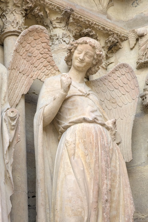 Smiling angel  Notre-Dame de Reims Cathedral  Reims, Franceの写真素材