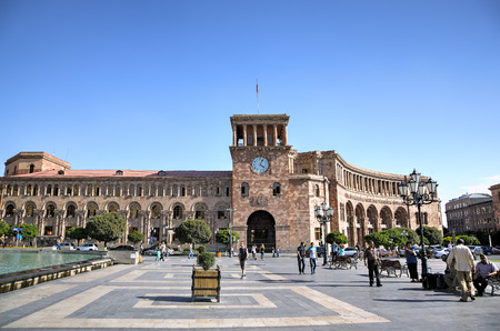 The government house on the Square of the Republic. Yerevan, Armeniaのeditorial素材