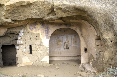 Mural painting 13th century, David Gareja monastery, Kakheti, Georgiaの写真素材