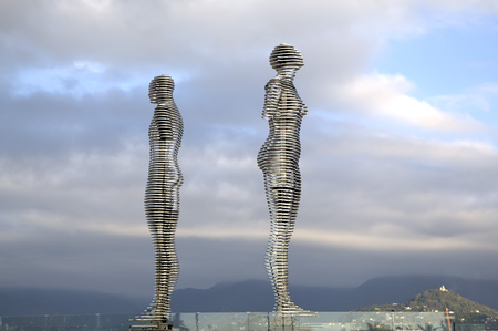 Moving metal sculpture Ali and Nino. Batumi, Georgiaのeditorial素材