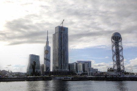 View of the embankment of the city from the sea. Batumi, Georgiaのeditorial素材
